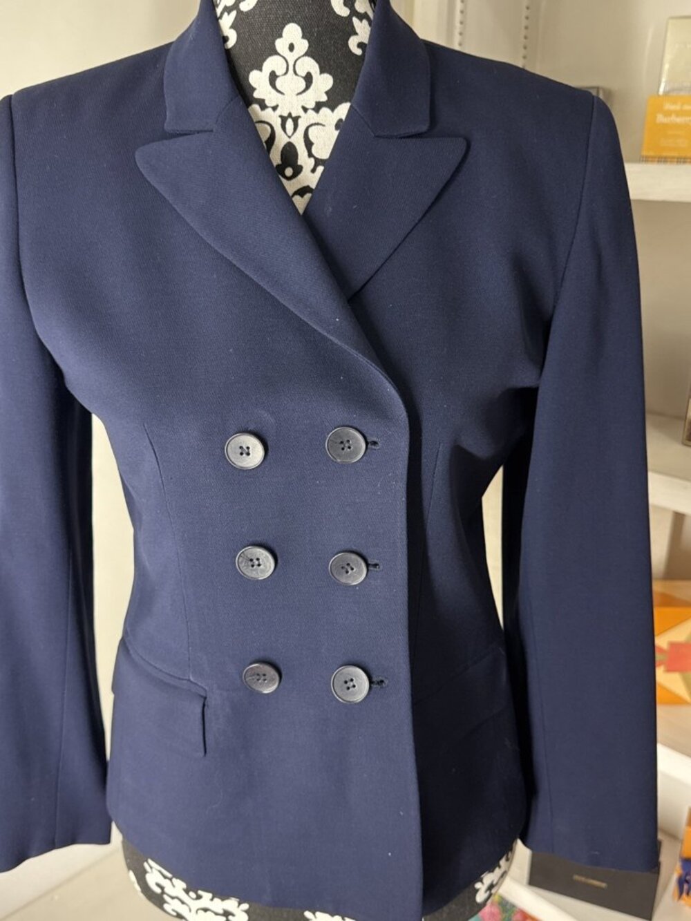 Vintage Talbots Navy Worsted Wool Double Breasted Blazer 4P USA Made classic